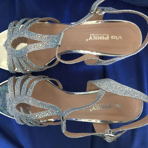 Via Pinky Silver Sparkle Heels Size 8.5